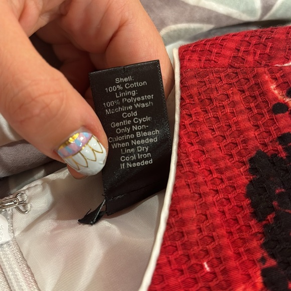 LOFT Poppy flower pattern, textured fabric dress fully lined - Picture 9 of 9